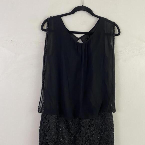 AIDAN MATTOX black lace blouson mini dress - Picture 2 of 6